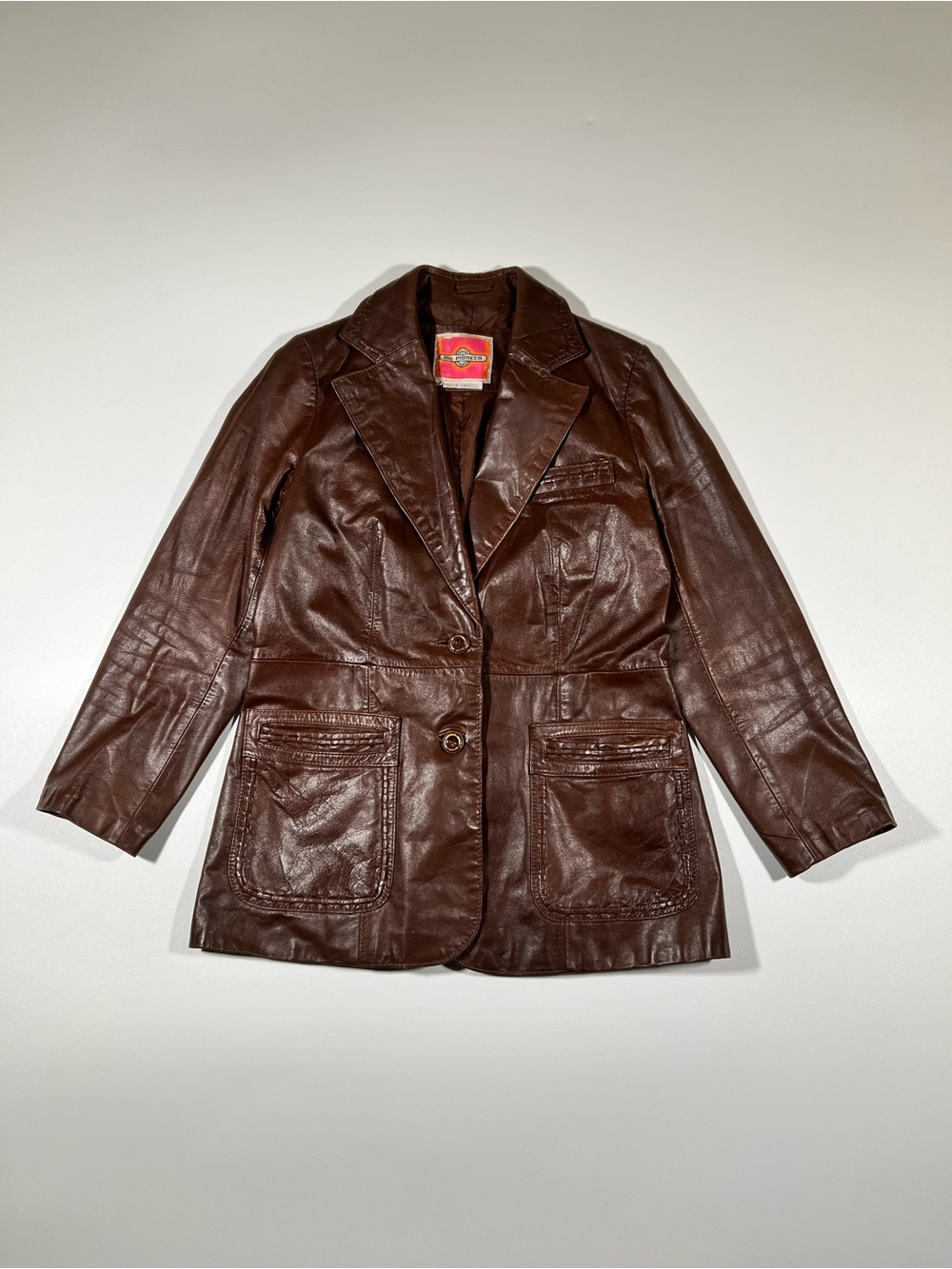 1970s Vintage Ms Pioneer Brown Leather Jacket